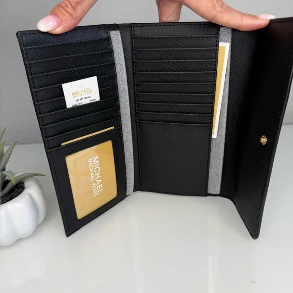 MICHAEL KORS Jet Set Travel SM Top Zip Shoulder Tote & Trifold Wallet Black NWT - Picture 15 of 16